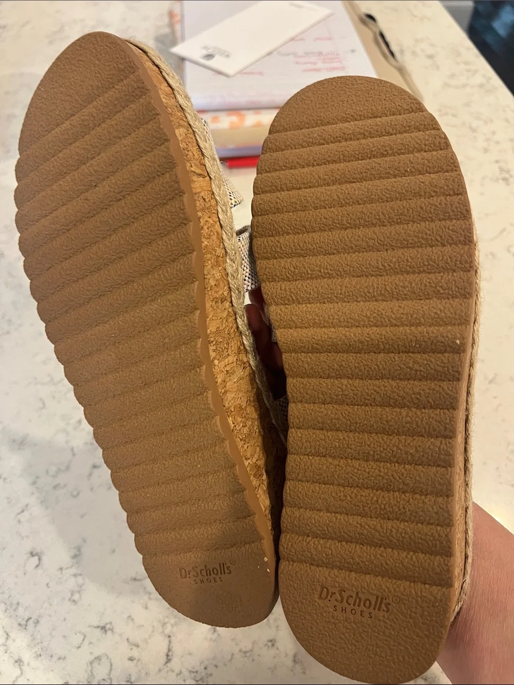 New Dr. Scholl's Multicolor Sparkle Wedge Sandals with Tan Footbed